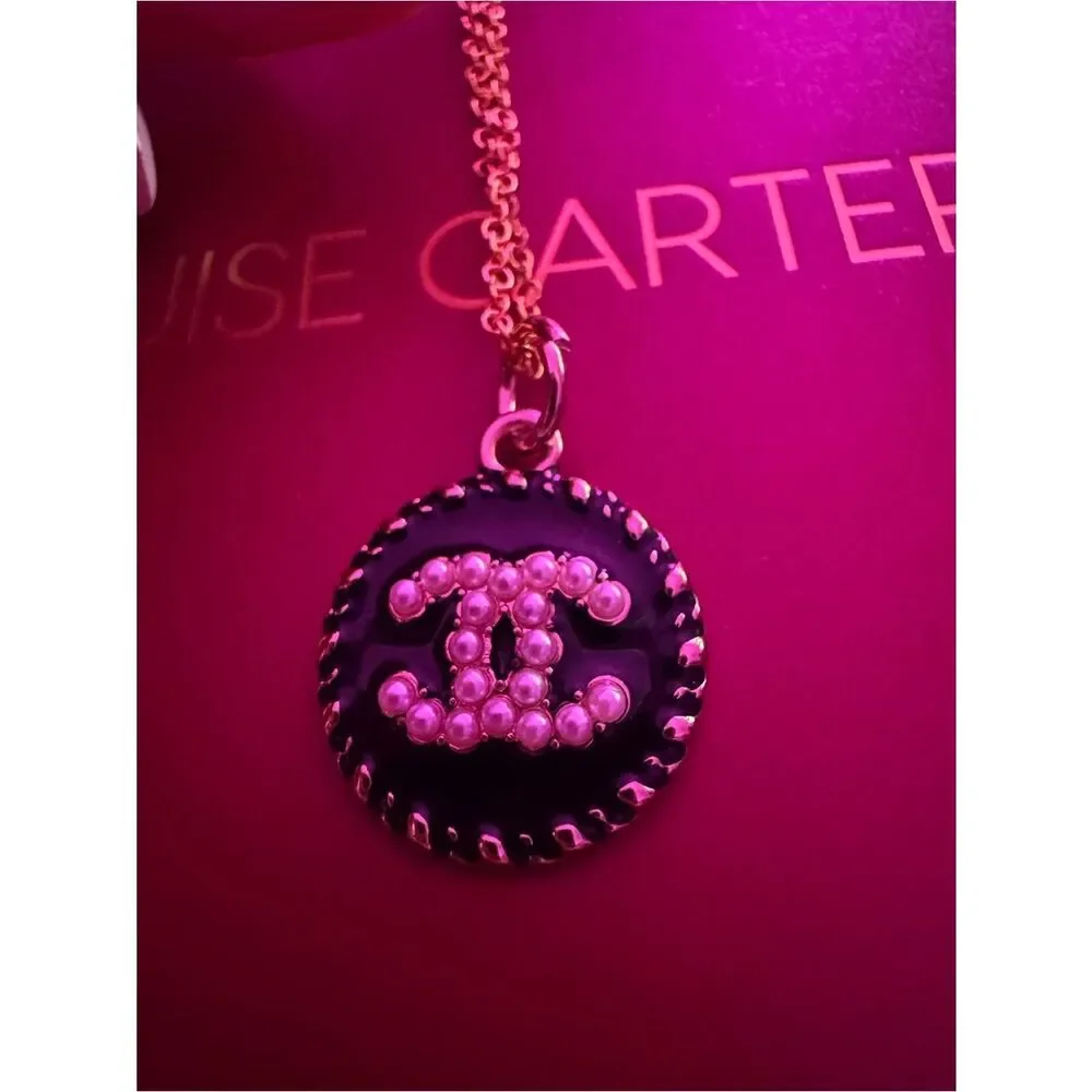 Chanel Black & Gold Pearl Medallion Necklace